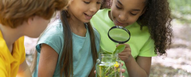 children exploring nature together